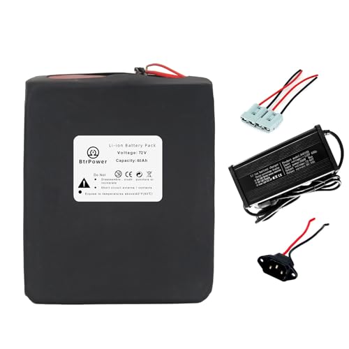 BtrPower 72V 50Ah 60Ah Lithium ion E-Bike B attery Built-in 50A BMS for 0-3600W