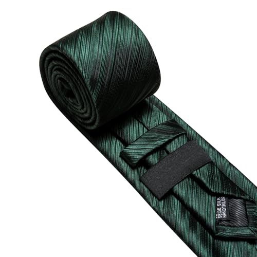 Image of Barry.Wang Tie Sets for Men Silk Stripe Necktie Woven Checkered Handkerchief Cufflinks Formal Business Wedding