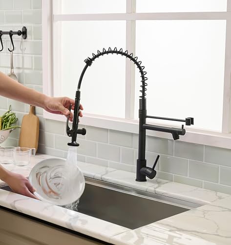 Image of Fapully Black Kitchen Faucet,Commercial Pull Down Kitchen Sink Faucet