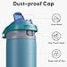 ENCOOL Leakproof Insulated Water Bottle with Straw Dual-Sip Water Bottle Bag-Safe Design for Work, Commute & Gym – Keeps Drinks Cold All Day, 24 oz, Teal Blue