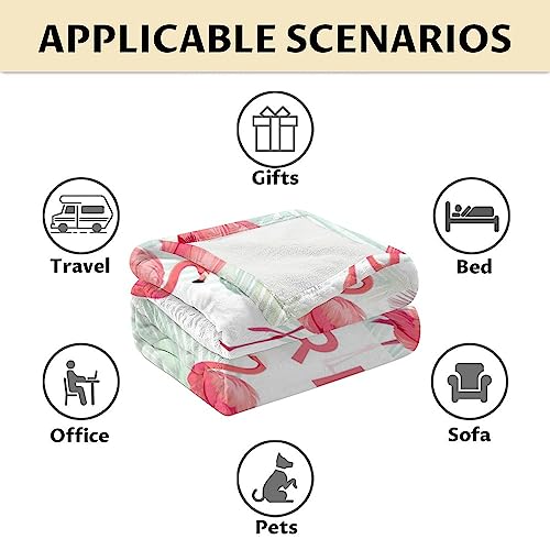 Personalized Flamingo Blanket Gifts with Name - 60x80 Inches Cute Throw for Women & Girls - Pink Soft Fuzzy Blankets for Bed, Couch & Living Room