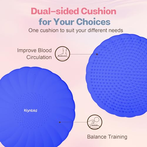 Image of kisnbld Wobble Cushion, Extra Thick Wiggle Seat for Sensory Kids, Non-slip Balance Disc with Inflation Pump for Adults Core Strength, Posture Improvement & Physical Therapy (13.5in /34cm)