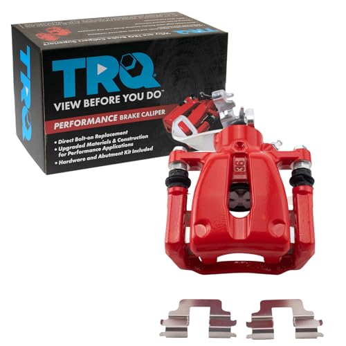 Image of TRQ Rear Right Brake Caliper w /Bracket Performance Red Passenger Side | For 2009-2013 Mini Cooper