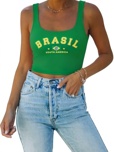REORIA Womens 2026 Clothes Summer Sexy Double Lined Crop Tank Top Sleeveless Camisole Tops for Women Flag 1 Medium