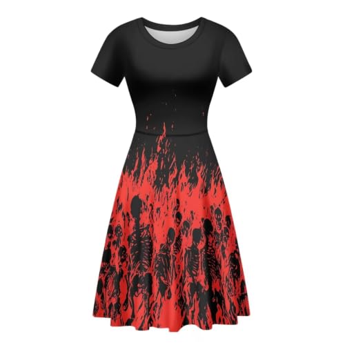 Image of AFPANQZ Womens Casual Summer Lightweight Vintage Dress Short Sleeve Midi Dress Knee-Long Luxury Formal Dress
