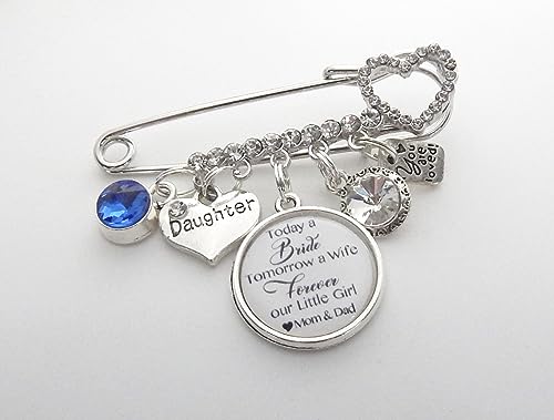 Something Blue Bridal Wedding Gift Bride Pin, Garter Pin Corsage Pin, Bride Pin, Memorial Pin, Bride Charm, Six Pence, Bridal Shower gift, Wedding Keepsake Brooch3