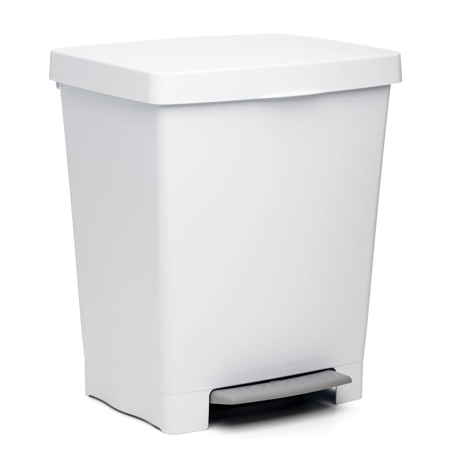 TATAY Cubik Rubbish Bin Kitchen with Pedal 21L | Matte Finish | Indoor and Outdoor Use | Fits 20L to 30L Bags | BPA-Free Durable Plastic | 33.5x30x39 cm, White
