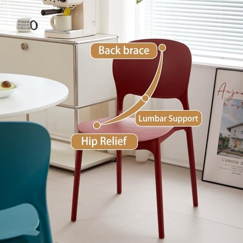 Stackable Lightweight Plastic Dining Chairs with Backrest Non-Slip Kitchen & Office Stools for Living Room Versatile Seating Solution for Home & Office