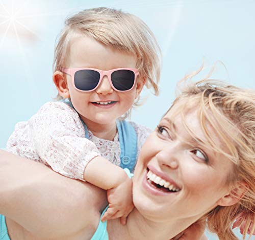 Baby Sunglasses - 100% UV Proof Sunglasses for Baby, Toddler, Kids - Ages 0-2 Years - Case and Pouch included2