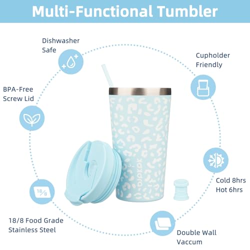 Image of BJPKPK 18 oz Coffee Tumbler with Straw, Insulated Stainless Steel Cup