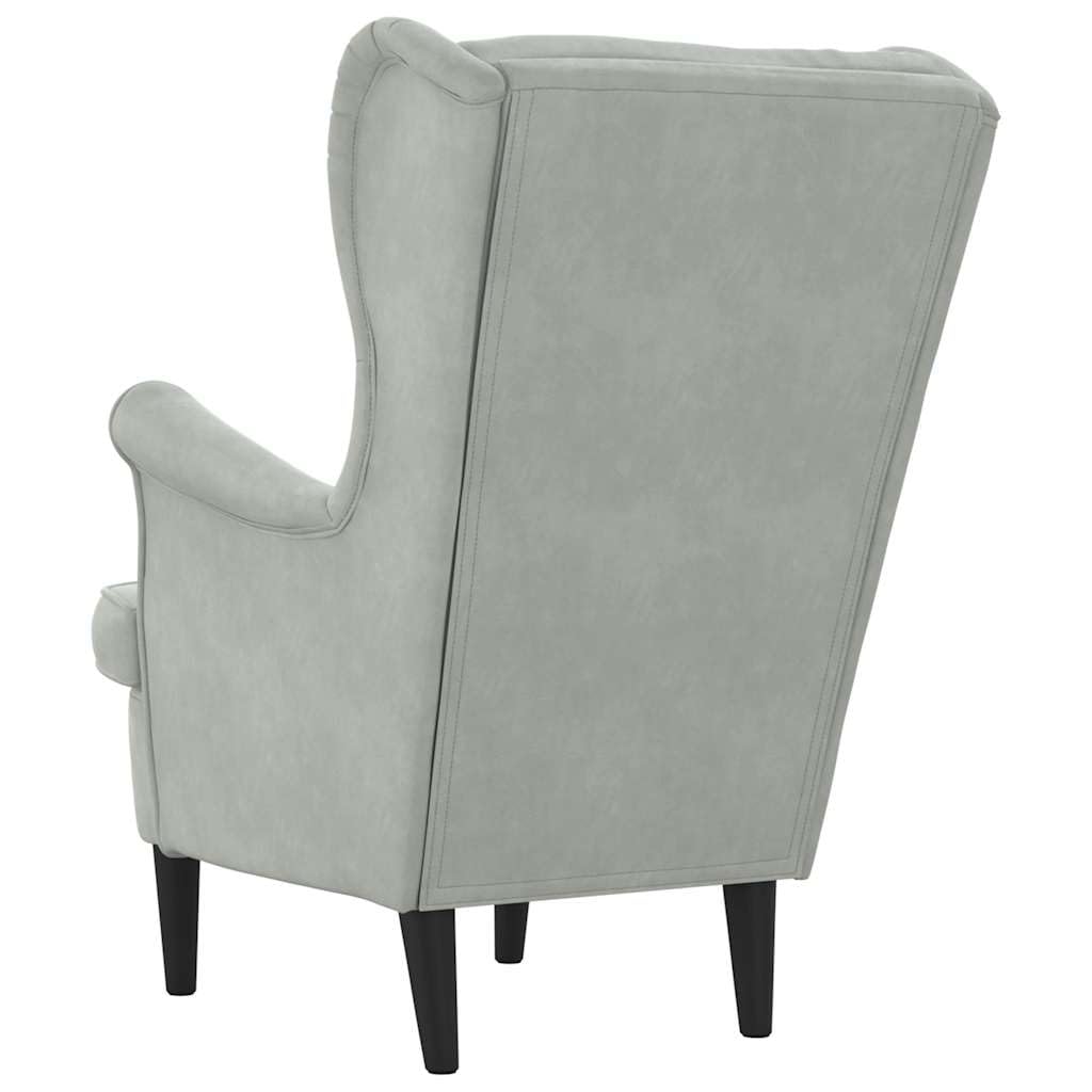 Fotel jasnoszary, z aksamitu z wyściełanym oparciem i podłokietnikami, ergonomiczny i wygodny, 74 x 84 x 100 cm, mebel do siedzenia do salonu, biura, kącika do czytania i wypoczynku