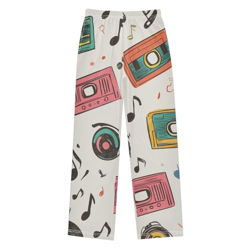 ZZXXB Colorful Cassette Tape Boys Long Pants Soft Trousers Elastic Waist Kids Lounge Bottoms with Pockets S-XL