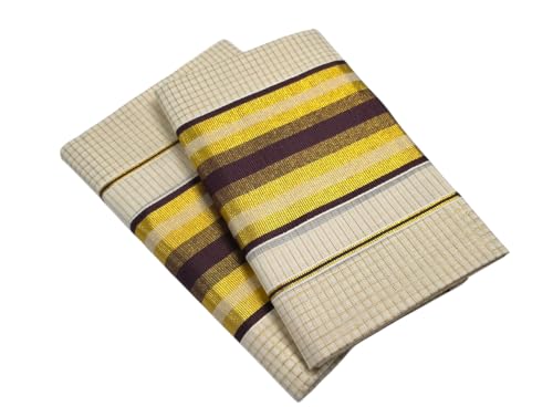 Image of Womens Kuthampully Set Mundu With Golden & Stripes Kara