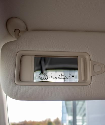 Image of RACOONA Rearview Mirror Decal,Hello Beautiful Decal,Car Accessories Stickers Rearview Mirror Sticker (Black)