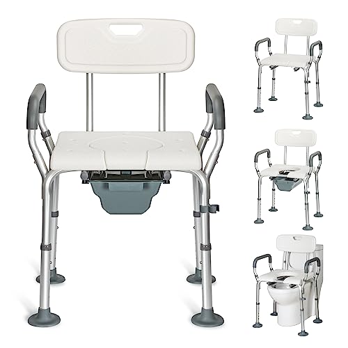 REAQER Silla de baño para personas mayores, silla de noche para adultos, silla de inodoro para personas mayores, altura ajustable