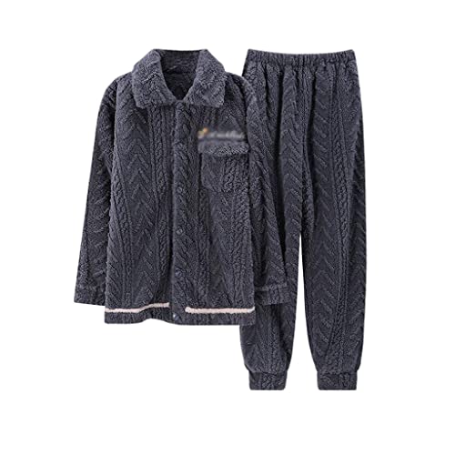 Lapel Men's Pajamas Winter Coral Velvet Thickened Home Wear Casual Can Be Worn Outside The Suit