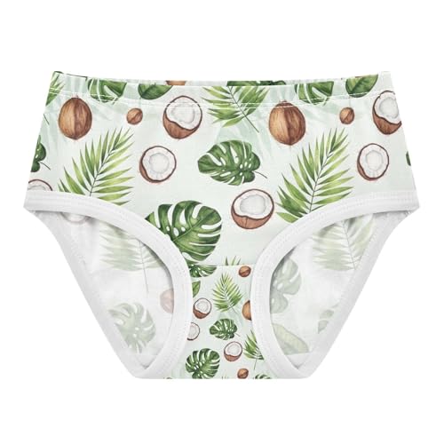 Watercolor Tropical Leaves Undies for Toddler Girls, Cotton Girls Underwear, 2T–8 Years