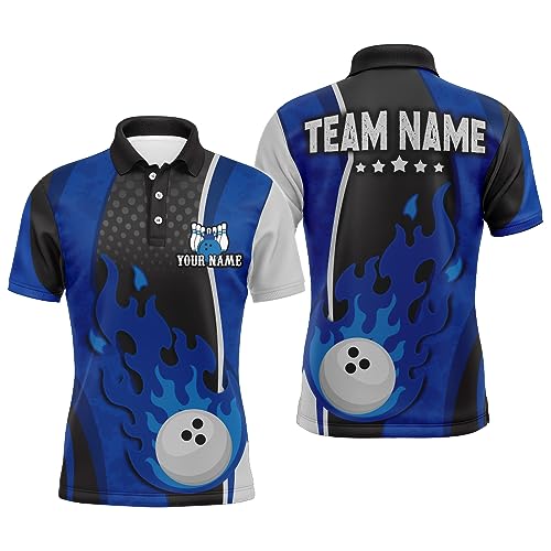 PIONAMZIOZ Personalized Bowling Shirts Men and Women Custom Bowling Jersey Team Bowling Polo & Quarter-Zip Shirt QZT48 (Men Polo)