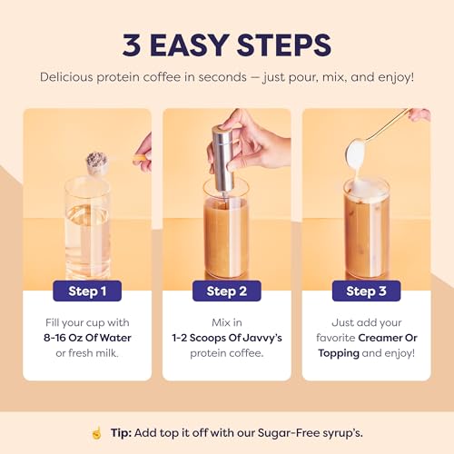 Image of Javvy Protein Iced Coffee - Premium Whey Protein & Iced Coffees, 100% Natural Cold Brew, Zero Artificial Flavors & Sweeteners, 80mg Caffeine, No Added Sugar, 20 Servings, Brownie Batter, 1 Pack