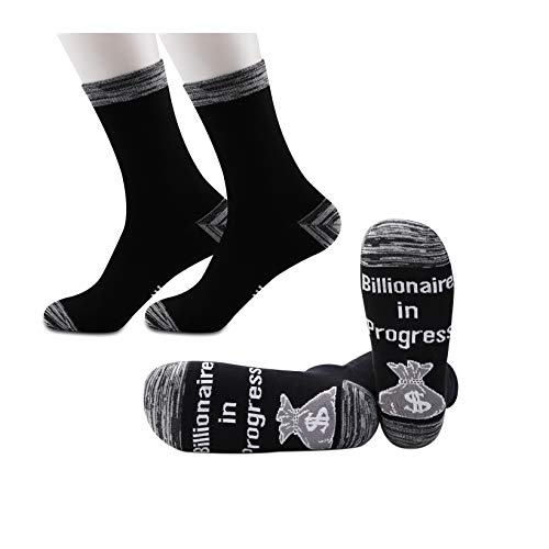 JXGZSO 2 Pairs Entrepreneur Socks Gift Boss Gift Billionaire In Progress Socks Business Owner Merch (Billionaire)
