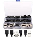 RUNCCI-YUN USB 2.0 Type A Male Socket 4-Pin Plug with Black Shell for DIY Data Connection