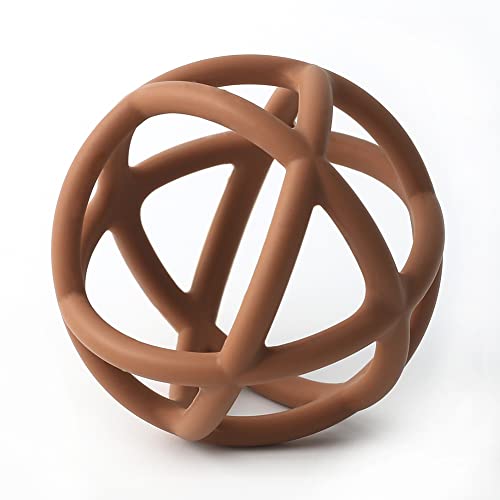 Image of TOPGOMES Baby Teether Ball Toy, BPA Free Silicone Soft Ball Easy to Hold Teether for Babies Ages 6 Months+ (Clay)