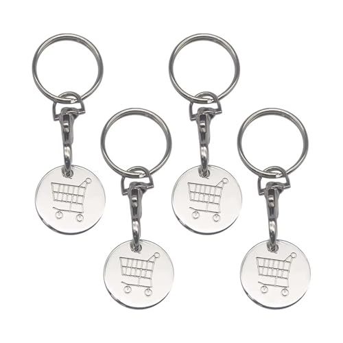 YIXINHE 4 Pcs New Pound UK Coin Trolley Token |Trolly Shopping Coin | Trolley Tokens for Supermarket Cart Trolley Key | Shopping Trolley Token Keyrings
