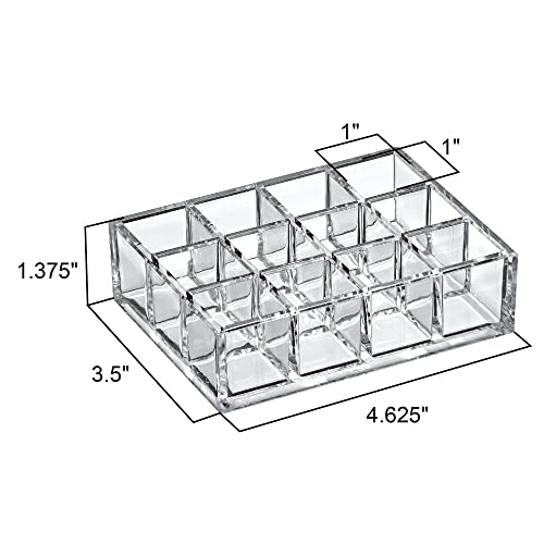 Image of Amazing Abby - Allure - 2-Pack 12-Slot Acrylic Lipstick Organizer, Lipstick Holder, Lip Gloss Holder, Cosmetic Storage Display, Perfect Storage Solution for Drawer and Vanity (Slot Size: 1.0 inch x 1.0 inch)