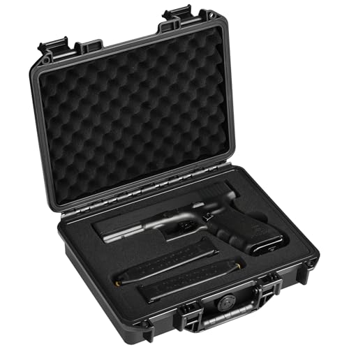Pistol Case for Glock - TSA Approved Gun Case for Handgun for Glock G19/ G17/ G43/ G26/ G20/ G21/ G22/ G31/ G32/ G45/ G48 with Pre-Cut Foam, Waterproof & Shock Handgun Case for Transport & Storage