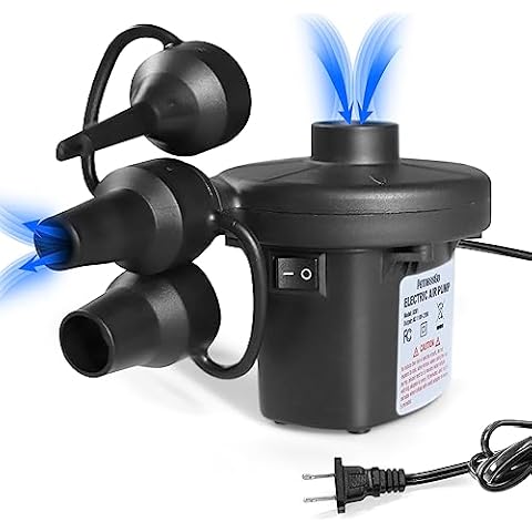 Air Pump Electric Quick Inflate and Deflate Air Pump for Inflatables with 3 Nozzles for Pool Floats, Couch, Air Mattress Beds, Furniture, Floating Ring, Outdoor Camping, 220V/130W Cover