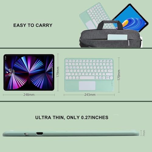Image of FKU Rechargeable Bluetooth 5.0 Keyboard with Touchpad,78 Keys Ultra Slim Quiet Wireless Keyboard with Trackpad, Compatible Multimedia Keyboard for PC, Tablets, Smartphones, Laptops (Dark Green)