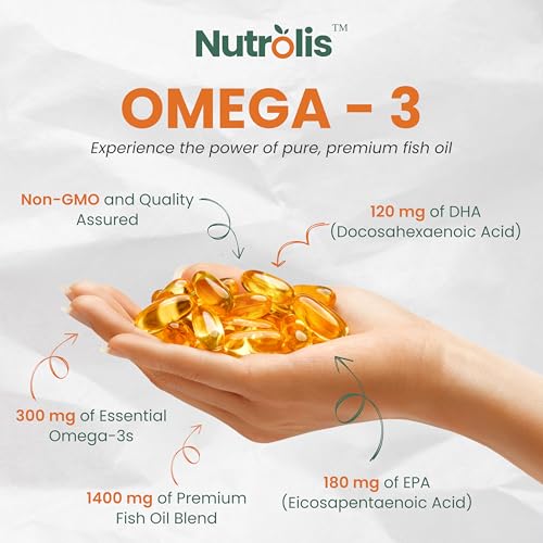 Image of Omega-3 Salmon Fish Oil Capsules 1400mg - High EPA & DHA Blend for Heart, Brain, Joint Health, Cholesterol Management & Immune Support | 180mg EPA and 120mg DHA | - 90 Softgels