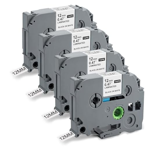 4 Rollen Etikettenband TZe-231 Kompatibel mit Brother P-Touch, 12mm Schriftband Selbstklebend für Etikettendrucker PT-H100LB/H105/H107B/D210/E110/D400/D600VP/1000/1010/1280, Schwarz auf Weiß