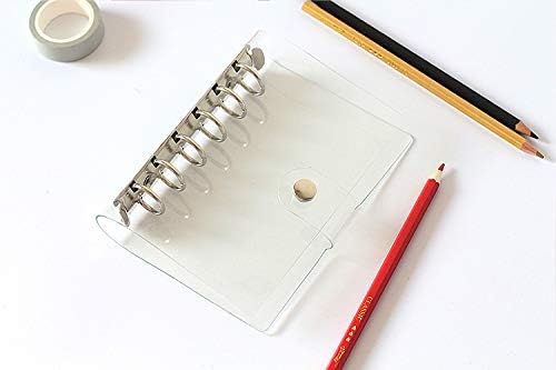 A7 Binder Wallet Clear PVC Budget Binder with Snap Button Closure 6 Rings Loose Leaf Notebook Cover for Travelers Planner Diary Pages Gift Idea(Clear A7 Binder)