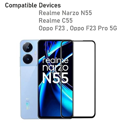 Image of DD SON Premium HD+ Tempered Glass Screen Protector Guard Compatible For Realme Narzo N55, Realme C55, Oppo F23, Oppo A79 and A58 / Oneplus Nord CE 3 Lite (6.72 Inch) Edge to Edge Coverage With Easy installation kit for Smartphone