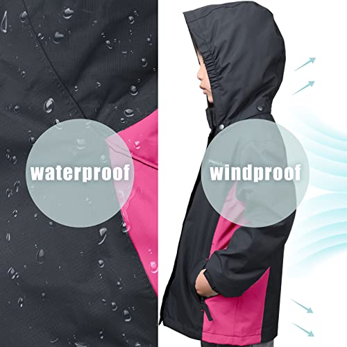 Image of Girls Boys Rain Jackets, Lightweight Waterproof Kids Rain Coats with Hood Windbreakers for Kids