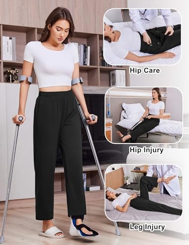 Deyeek Women's Tear Away Pants for Hip Replacement After Surgery Post Surgery Pants for Women Easily Touch 2 Sides Closure2