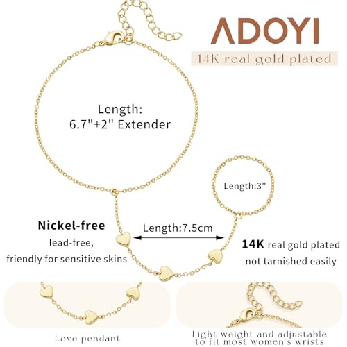 Image of adoyi Gold Bracelets for Women, 14K Gold Plated Stackable Bracelet Stack Set Adjustable Charm Paperclip Chain Cuban Link Layered Waterproof Jewelry Sets Gifts for Womens 6.5 Inch