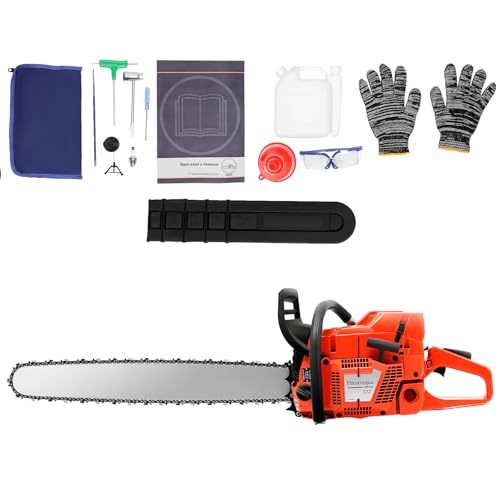 71CC Gas Chainsaws,2 Stroke Power Chain Saws,28 Inch Handed Petrol Gasoline Chain Saw,Double Nuts and Piston Rings for Forest Harvesting,Cutting Wood, Pruning Branches,Gardening,Woodworking