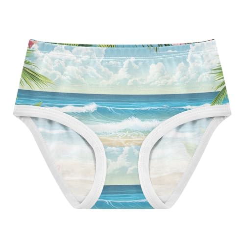 Toddler Girl Briefs, Beach Palm Trees Girls Underwear Cotton, 2T–8 Years