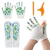 Gykutix 2 Paar Fußreflexzonen,Akupressur Socken mit Massagestab, Dreieck-Massagegerät, Handschuhe – Druckpunkt Socken für Reflexzonenmassage, Fußgesundheit, für Damen & Herren(Deutsche Version)