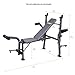 Body Champ BCB500 Fitness Promo! Standard Weight Bench with Butterfly and Leg Lift Curl Developer Extension Attachment/Space Saving, Dark Gray/Black