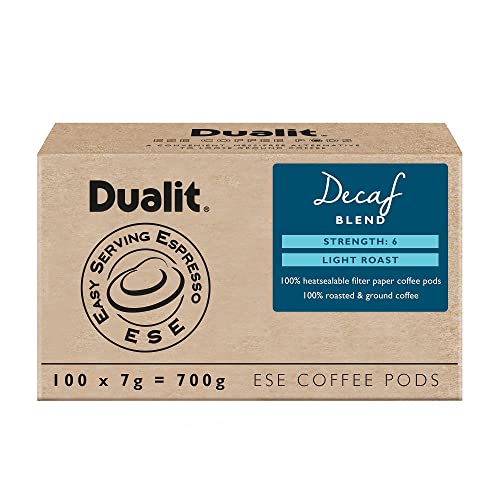 Dualit Decaf ESE Coffee Pods, 100 Pack, Single Origin, Light Roast, 15148