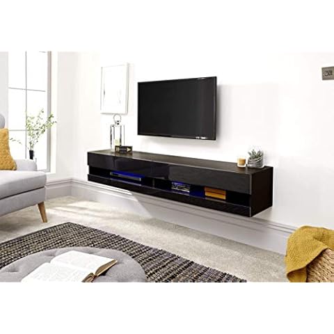 GFW TV Unit, Black, H-30cm x W-180cm x D-38cm Cover