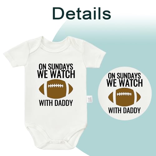 On Sundays We Watch Football with Daddy Bodysuit, Baby Boy Announcement Outfit, Boys Girls Short Sleeve Clothes2