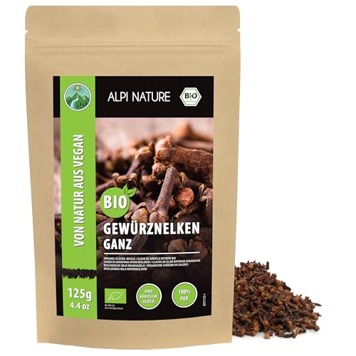 Alpi Nature Nelken ganz BIO 125g, Gewürznelken ganz, Nelken Gewürz zum Kochen, Backen, Chai Tee,...