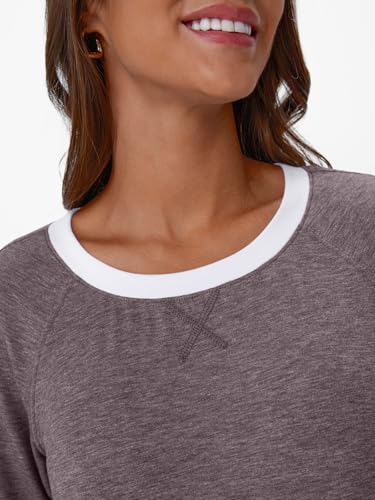 Image of AUTOMET Womens Color Block Long Sleeve Shirts Oversized Crewneck Casual Top