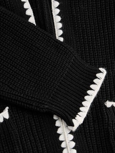 CIDER Knit V-Neck Solid Contrasting Binding Cardigan3