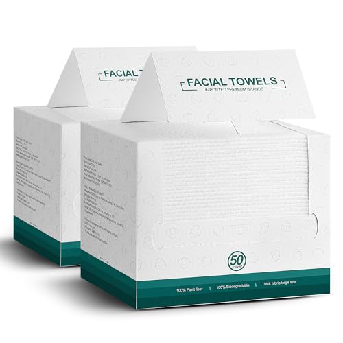 Disposable Face Towels- 100 Count Extra Thick Soft Clean Facial Towels, 10