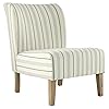 Signature Design by Ashley Triptis Casual Armless Accent Chair, Cream with Blue Pinstripe